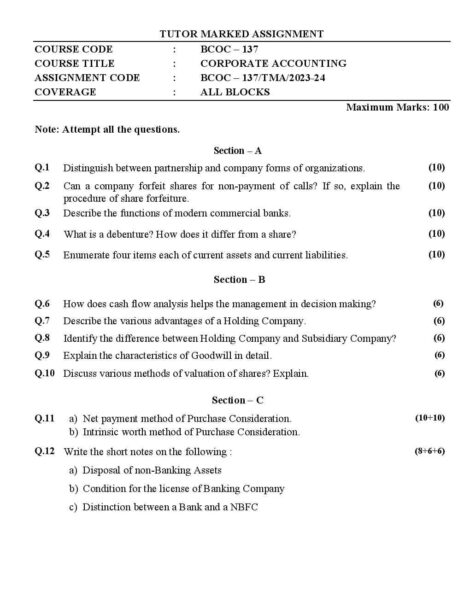 IGNOU BCOC 137 Solved Assignment 2023-24 - Image 2