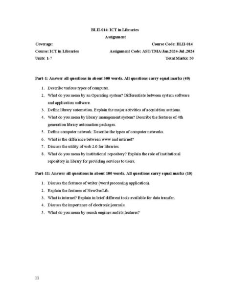 IGNOU BLII 14 Solved Assignment 2024 - Image 2