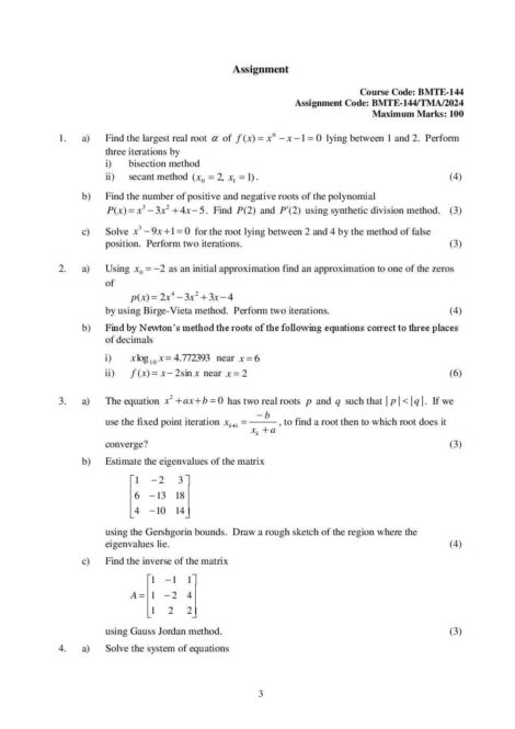 IGNOU BMTE 144 Solved Assignment 2024 - Image 2