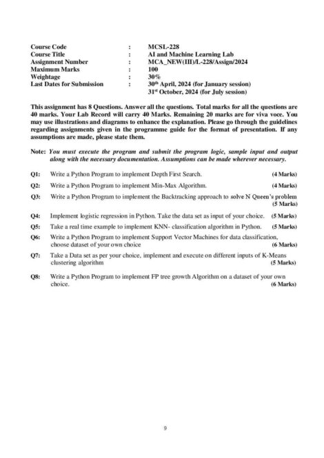 IGNOU MCSL 228 Solved Assignment 2024 - Image 2