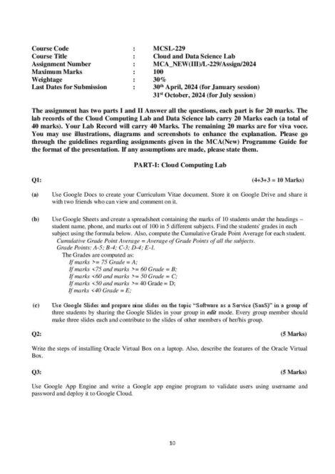 IGNOU MCSL 229 Solved Assignment 2024 - Image 2