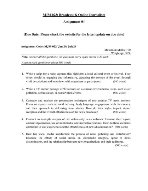 IGNOU MJM 23 Solved Assignment 2024 - Image 2