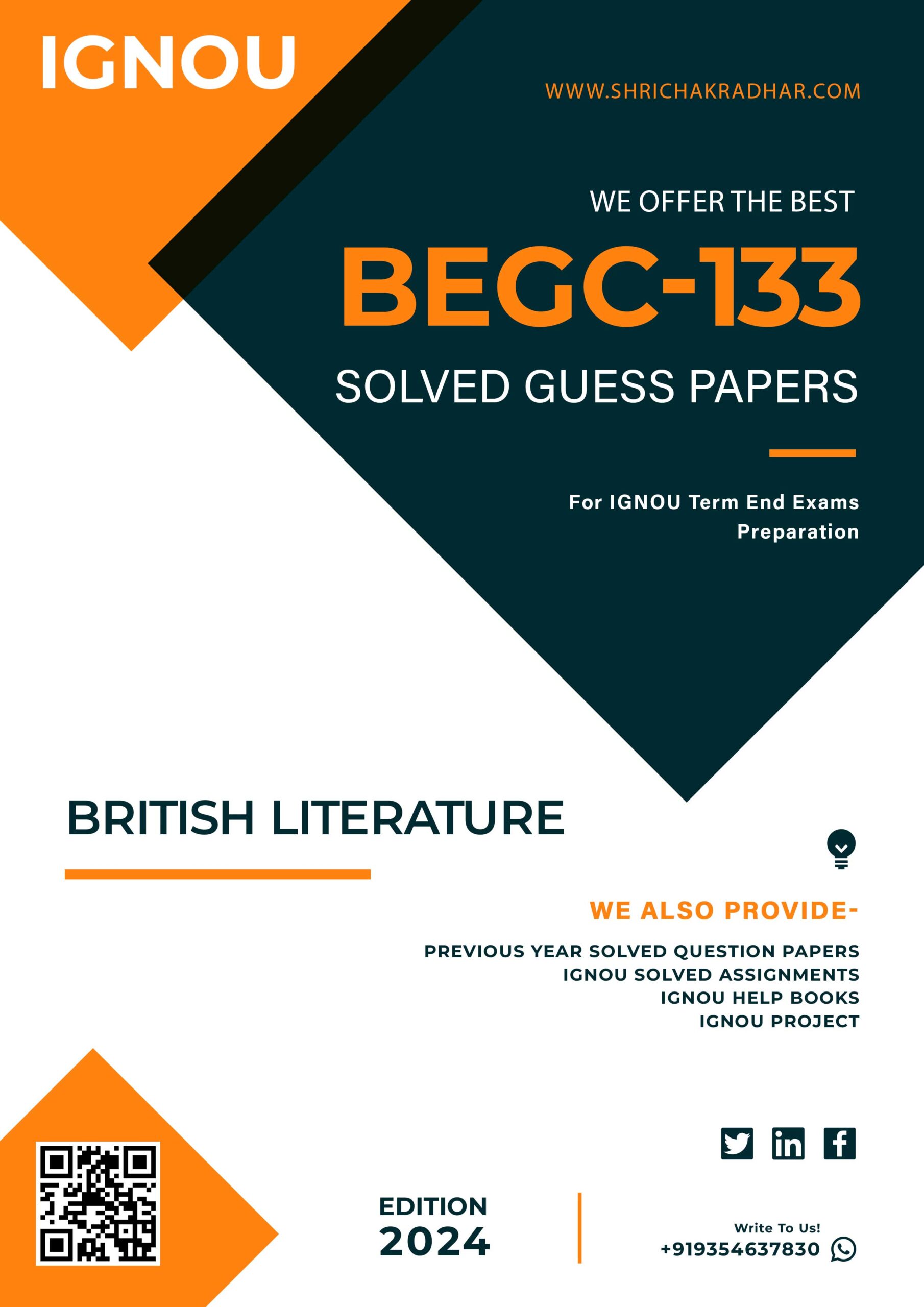 IGNOU BEGC 133 Guess Paper Solved PDF (BAG English)