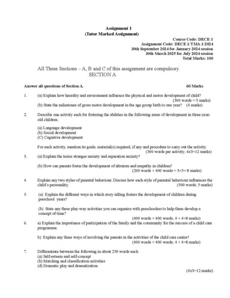 IGNOU DECE 1 Solved Assignment 2024 - Image 2