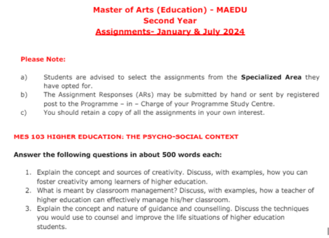 IGNOU MES 103 Solved Assignment 2024 - Image 2