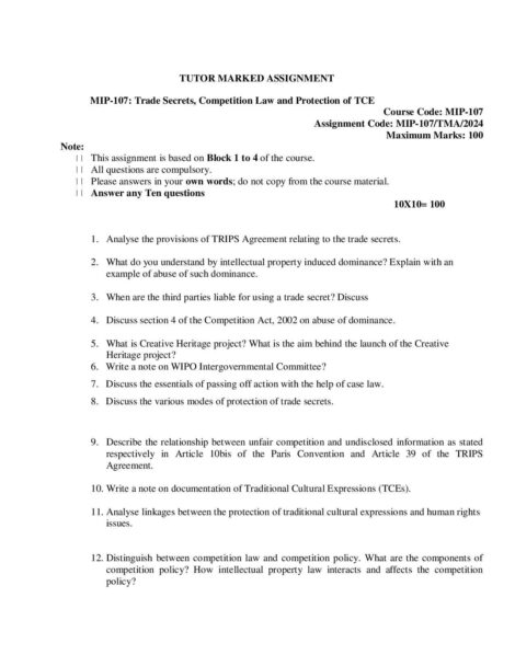 IGNOU MIP 107 Solved Assignment 2024 - Image 2