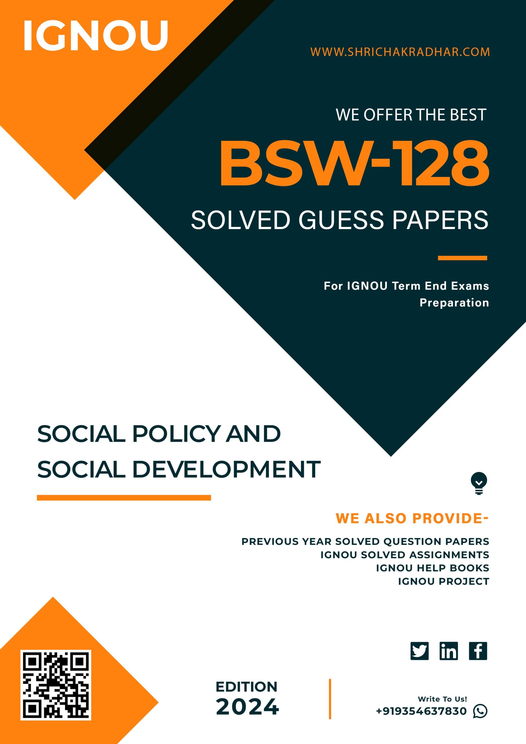 IGNOU BSW 128 Guess Paper Solved PDF (BSWG)
