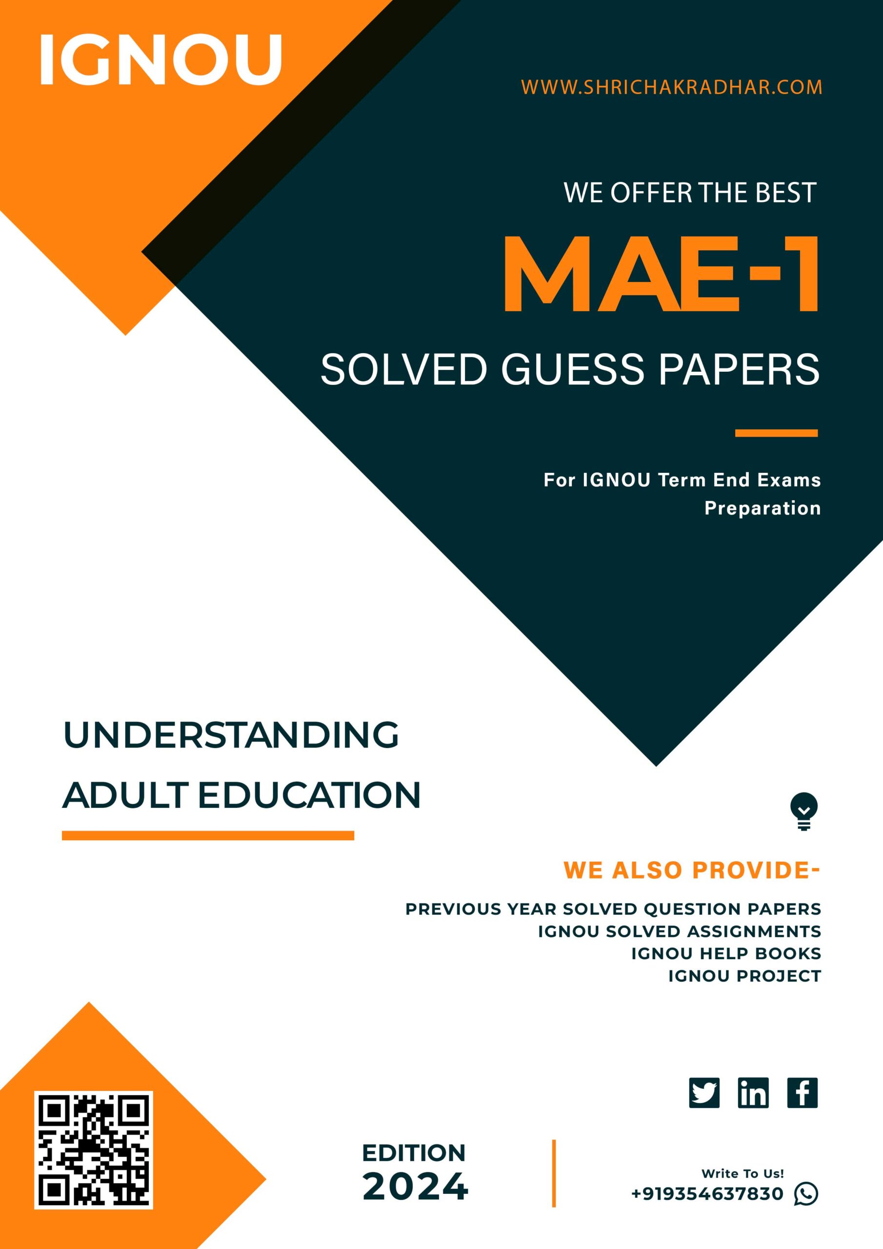 MAAE 1st Year IGNOU Guess Paper Combo (Set of 6 Subjects including MAE 1, MAE 2, MAE 6, MAE 3, MAE 4, MES 16) (Adult Education) covering 30 Most Important Questions for each subject | Guess Paper Specially for IGNOU TEE of June & December 2025 sessions. - Image 2
