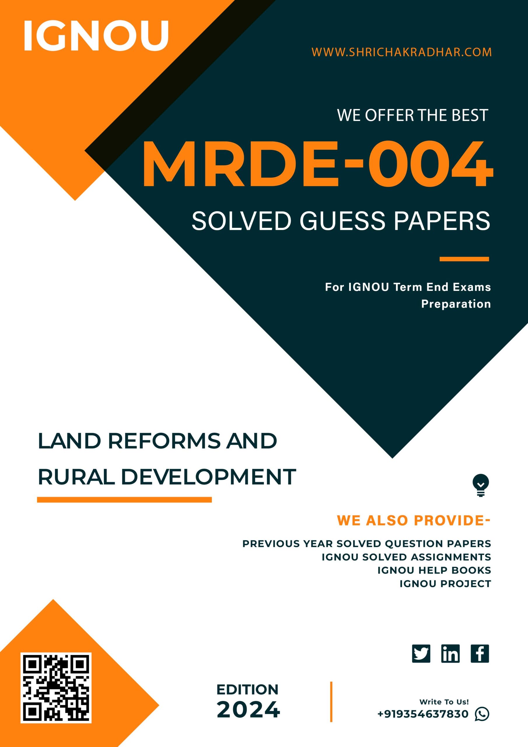 IGNOU MRDE 004 Guess Paper Solved PDF (MARD)