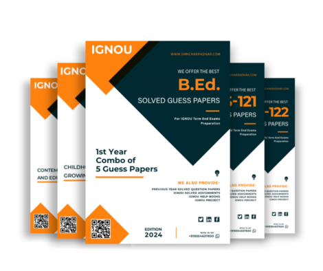 B.Ed. 1st Year IGNOU Guess Paper Combo (Set of 5 Subjects including BES 121, BES 122, BES 123, BES 124 & BES 125) covering 30 Most Important Questions for each subject | Guess Paper Specially for IGNOU TEE of June & December 2025 sessions.