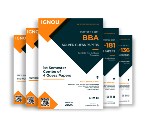 BBA 1st Semester IGNOU Guess Paper Combo (Set of 4 Subjects including BEVAE 181, BEGLA 136, BCOC 132 & BCOS 183) covering 30 Most Important Questions for each subject | Guess Paper Specially for IGNOU TEE of June & December 2025 sessions.