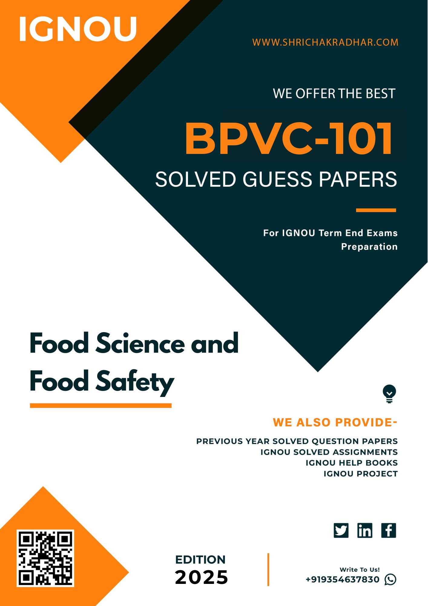 IGNOU BPVC 101 Guess Paper Solved PDF (BSCFSQM)