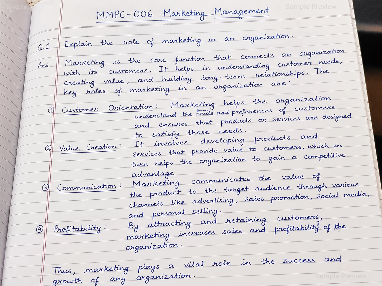 IGNOU assignment handwriting sample 