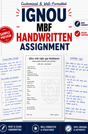 IGNOU MBF handwritten assignment set for MBA Banking and Finance with IGNOU-format front page and MMPB question paper