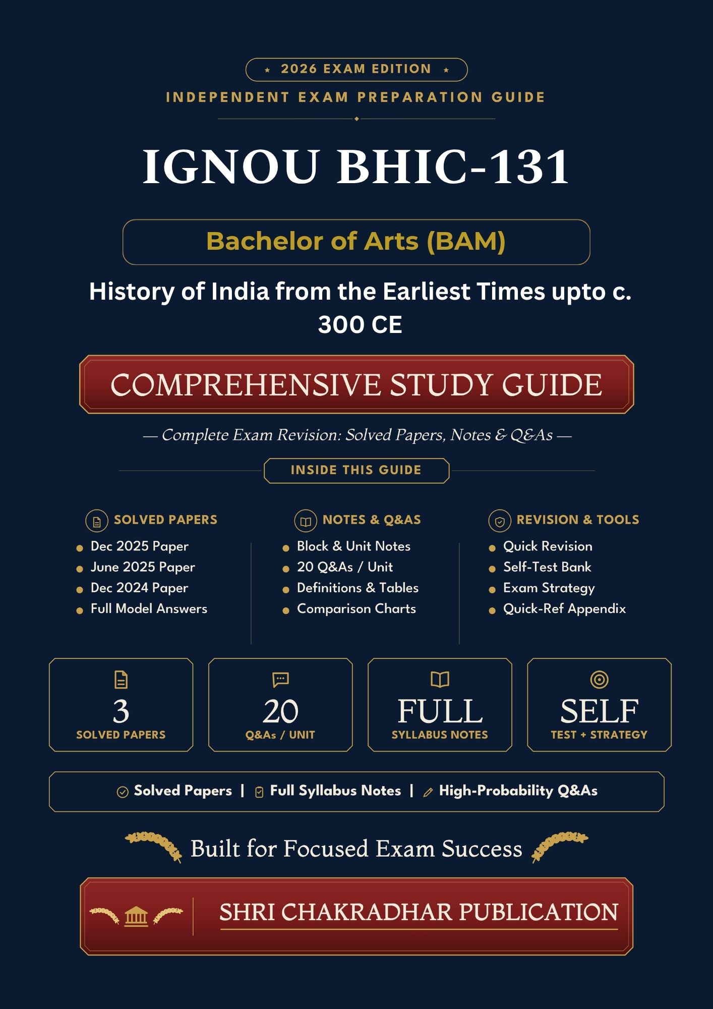 IGNOU BHIC-131 Book (History of India from the Earliest Times upto c. 300 CE) | Study Guide