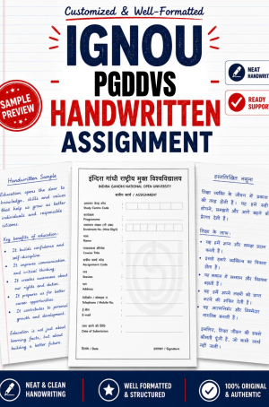 IGNOU PGDDVS handwritten assignment set, six MDV papers written by hand at ₹320 per subject